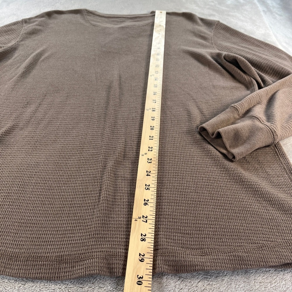 Faded Glory Henley Shirt Mens XL Brown Waffle Knit Thermal Long Sleeve Layering - Picture 6 of 11